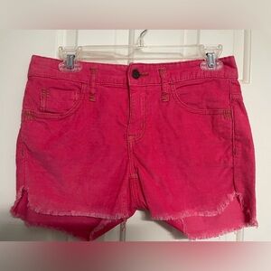 Free People Vibrant Pink Corduroy Shorts Frayed Raw Hem